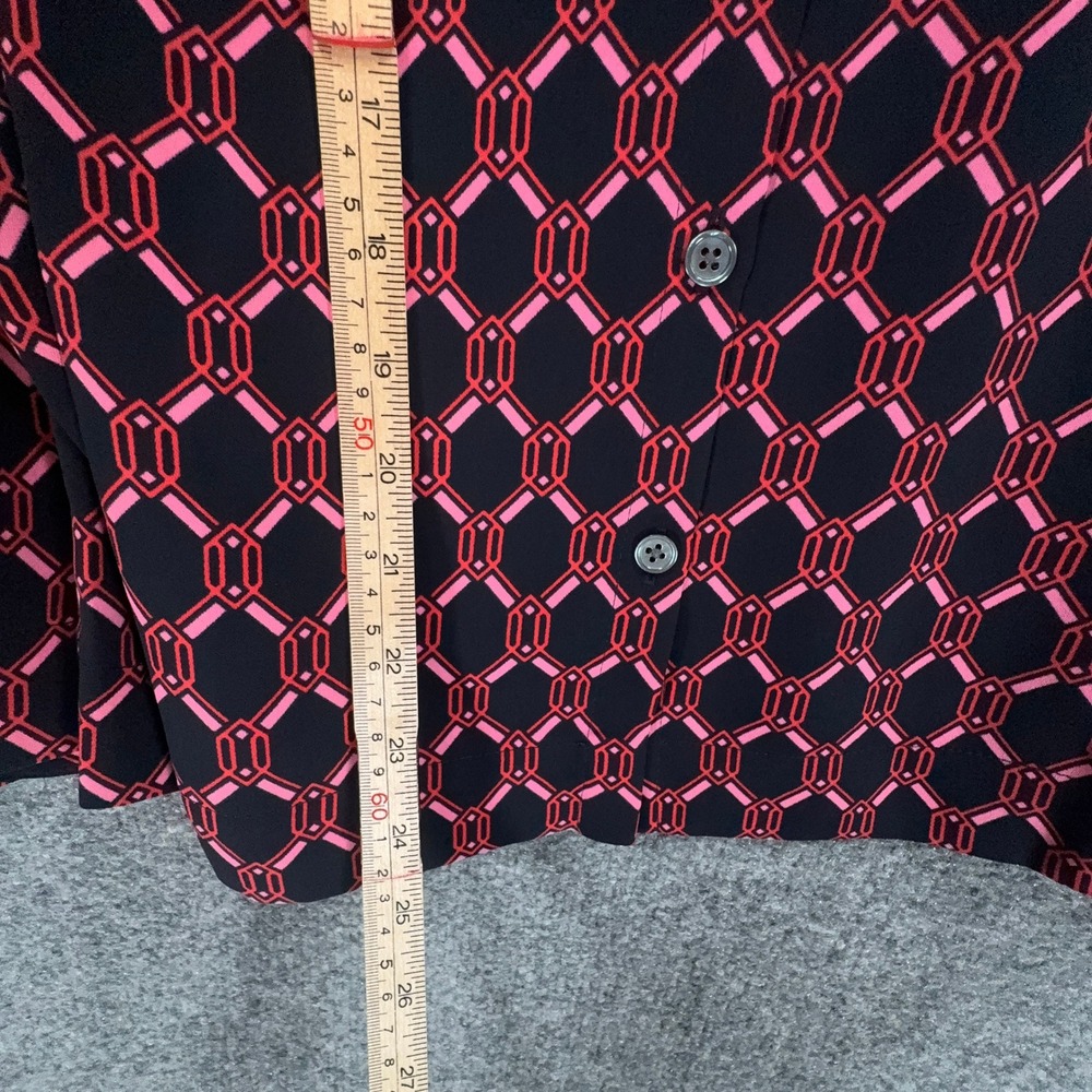 J. Jill Blouse Women XS Blue Pink Geometric Wearever Petite Button Up Blouse NEW - Picture 8 of 11